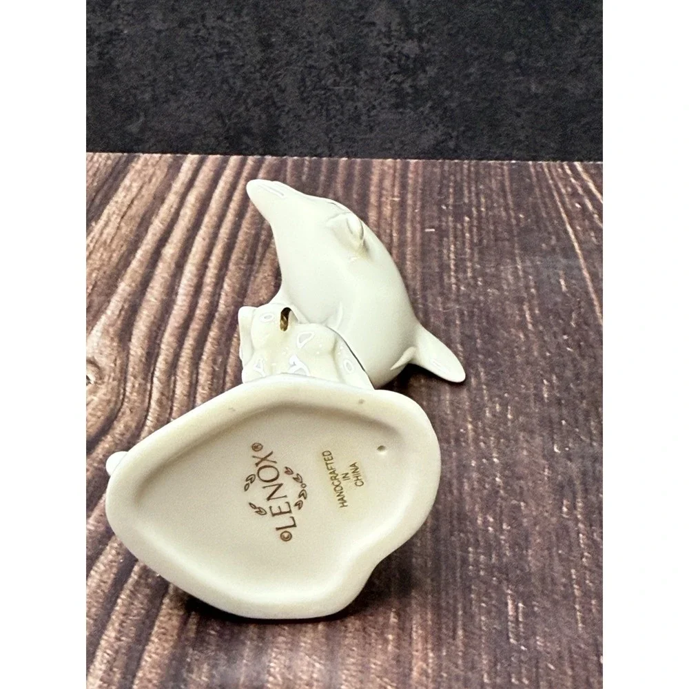 Dolphin Figurine Lenox Dolphin Figurine Porcelain White 24K Gold Accents